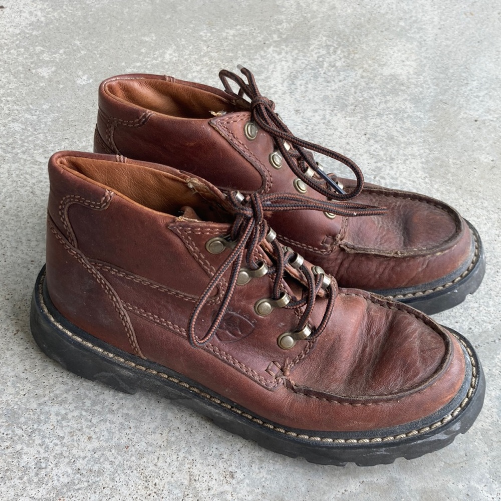 Ariat Brown Leather Moc Toe Lace Up Boots, 5.5